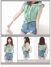 รูปย่อ *พร้อมส่ง YOZI Style ZB052* เสื้อเชิ๊ตแต่งระบาย (Verdant/Cream/Navy Blue/Pink) รูปที่3