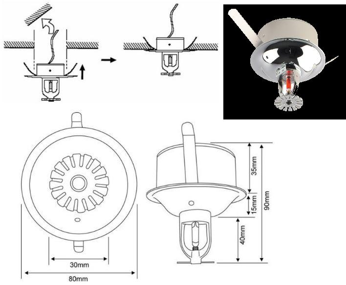 กล้องวงจรปิดซ่อนในหัวดับเพลิง sprinkler คมขัดสูง 550 TVL เลนซ์มุมกว้างติดตัวเดียวมองเห็นแทบทั้งห้อง รูปที่ 1