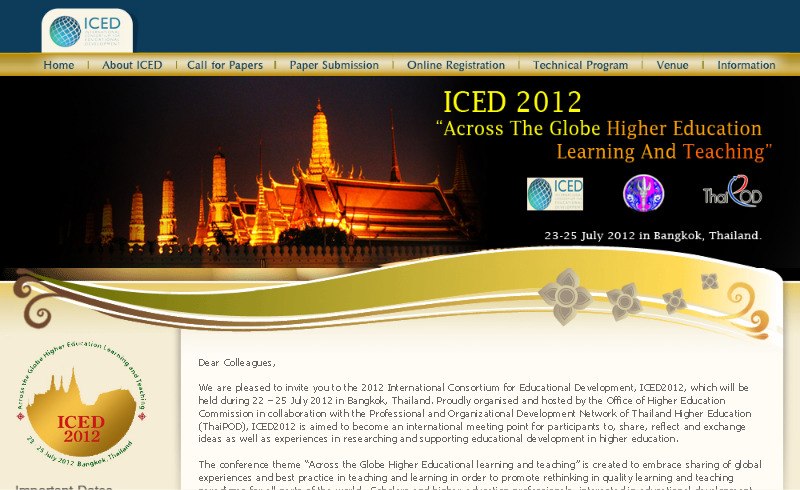 iced2012 “Across the Globe Higher Education Learning and Teaching” รูปที่ 1