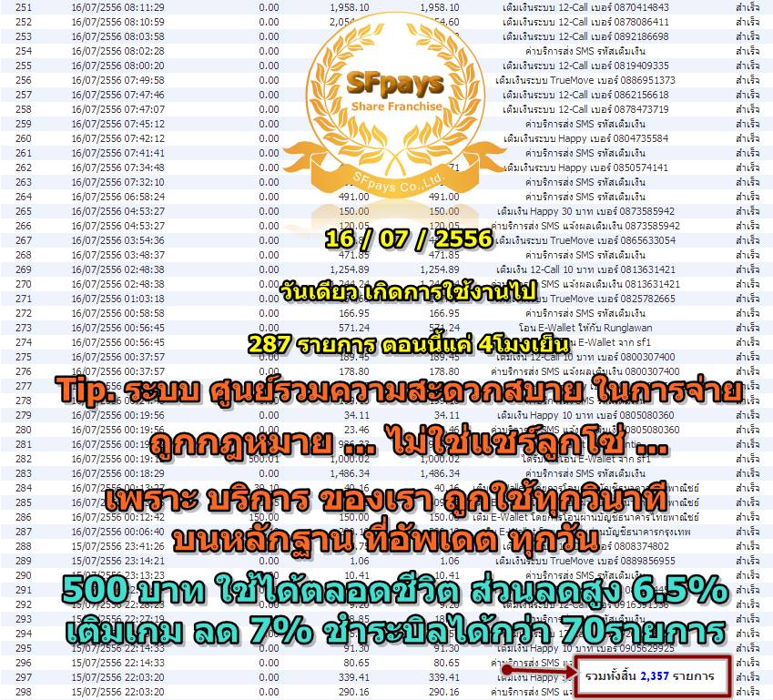 SFpays เคาท์เตอร์เซอร์วิส ส่วนบุคคล ลงทุน 500 บาท คืนทุนเร็วแน่นอน!! รูปที่ 5