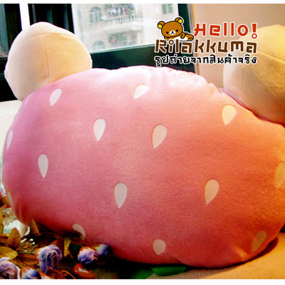 ลดถูกมาก หมอนหน้าหมี Korilakkuma สตอเบอร์รี่ สีชมพู รูปที่ 5