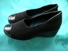 รูปย่อ รองเท้าสตรีหนังแท้ผสมผ้าสแปนเด็กสีดำ ยี่ห้อ aetrex รุ่น EW50W สินค้าใหม่ USA รูปที่2