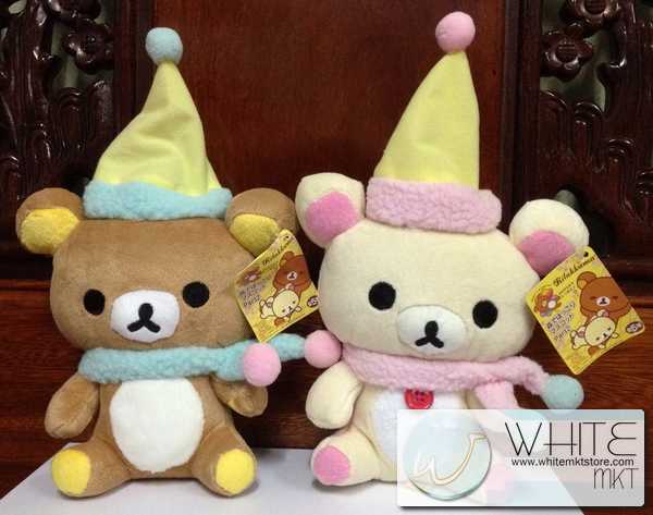 ตุ๊กตาหมี ริลัดคุมะ Rilakkuma ใส่หมวกปาร์ตี้กับผ้าพันคอ ขนาด 7 นิ้ว Set คู่ (DOLL005) by WhiteMKT รูปที่ 1