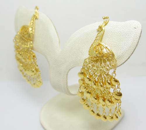 ต่างหู นกยูง 3 ชั้น ของหลุดจำนำ ทองเก่า งานสวยมาก นน. 9.26 g รูปที่ 5