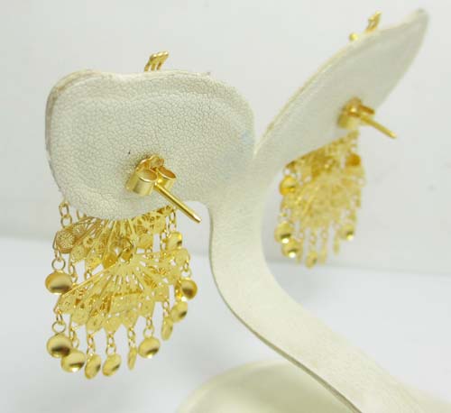 ต่างหู นกยูง 3 ชั้น ของหลุดจำนำ ทองเก่า งานสวยมาก นน. 9.26 g รูปที่ 6