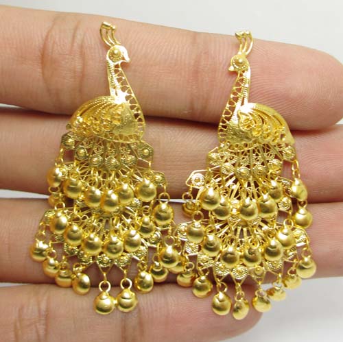 ต่างหู นกยูง 3 ชั้น ของหลุดจำนำ ทองเก่า งานสวยมาก นน. 9.26 g รูปที่ 7