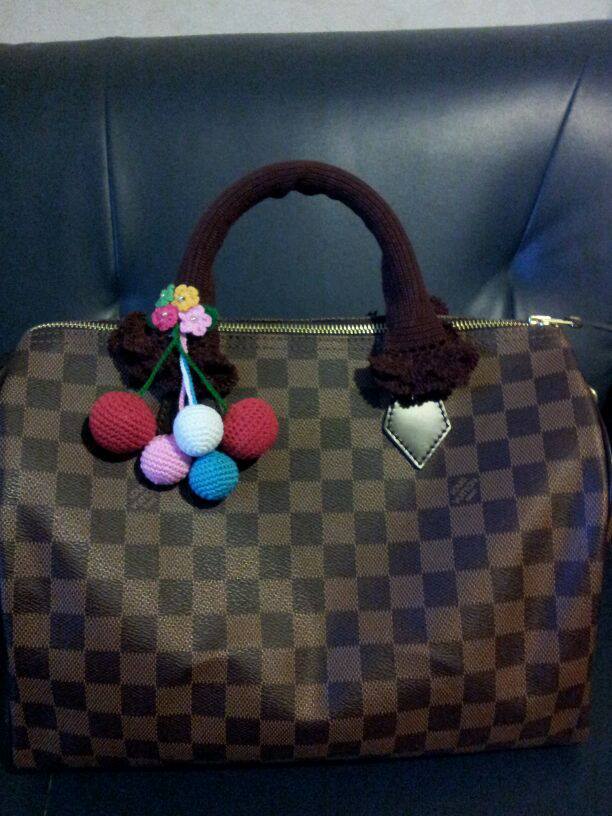 หูหุ้มกระเป๋า ประดับสตรอเบอรืร lv speedy,alma,keepall,sirius  รูปที่ 5