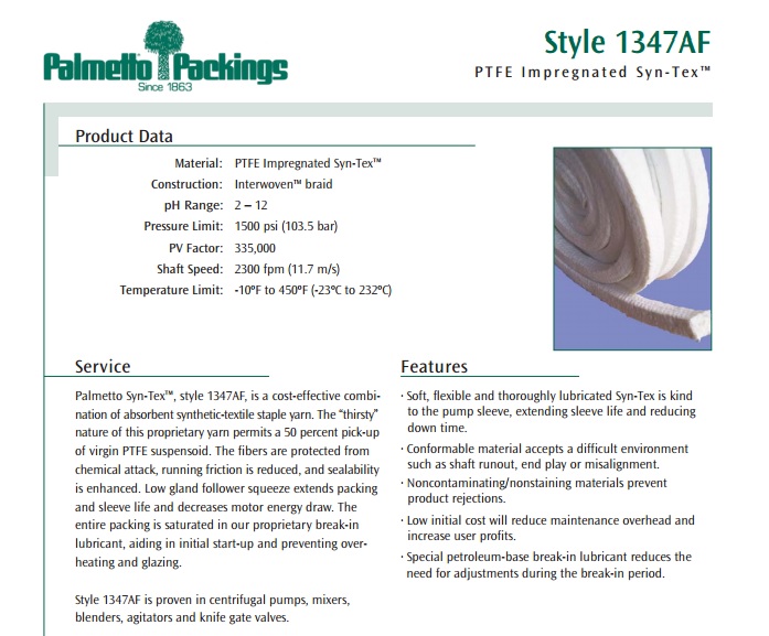ปะเก็นเชือกเส้นใยสังเคราะห์เคลือบเทฟล่อน หรือ ptfe impregnated synthetic fiber packing  รูปที่ 2