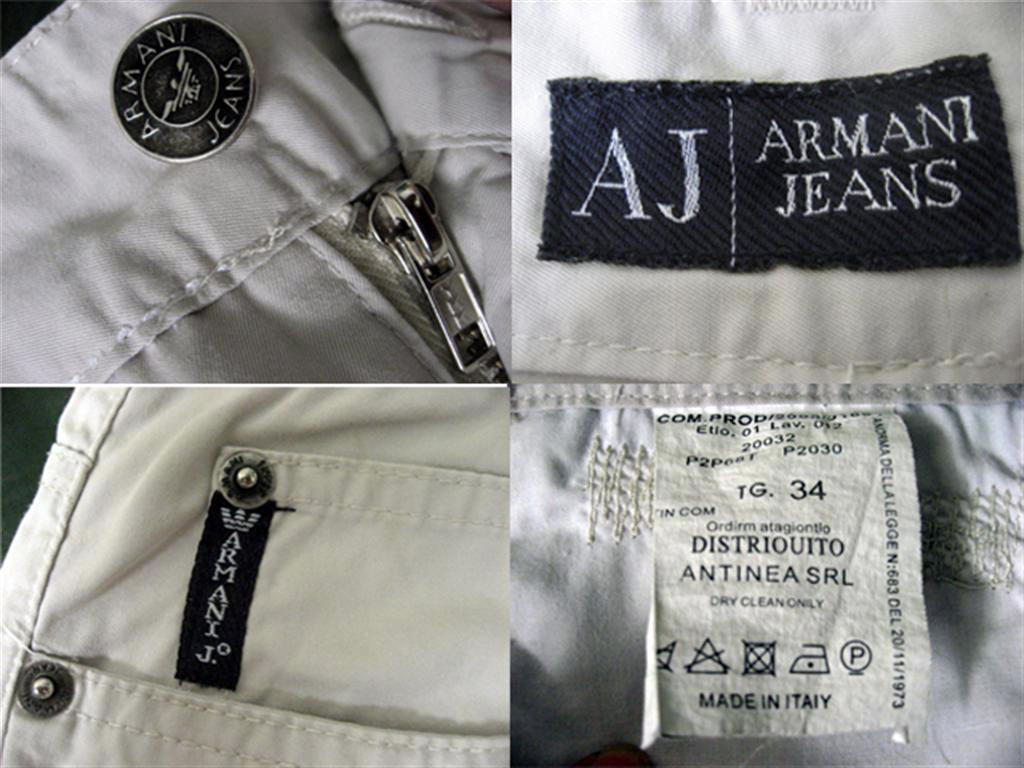 Armani Jeans ผ้ายีนส์บางสีครีมอ่อน Made in Italy Size34