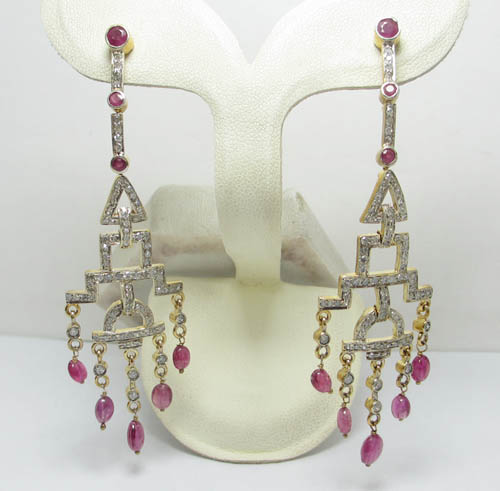 ต่างหู ทับทิม ฝังเพชร งานทองโบราณ นน.12.80 g รูปที่ 4