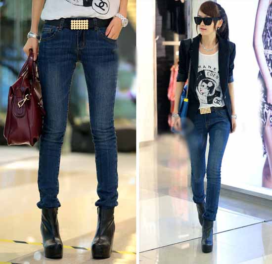 กางเกงยีนส์ แฟชั่นเกาหลี Slimfit Denim - พรีออเดอร์BI9882 รูปที่ 1