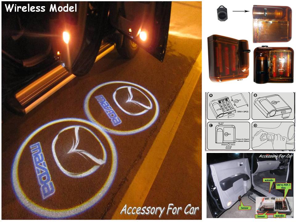 ไฟโชว์โลโก้แต่งรถ รุ่นWireless ไม่ต้องเจาะ ไม่ต้องต่อสาย เปลี่ยนโลโก้ได้ A11 รูปที่ 1