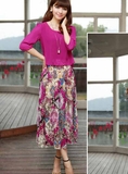 ชุดเดรสยาว Floral Chiffon Bohemian Style สวยรุ่นใหม่ พร้อมส่งTJ7133