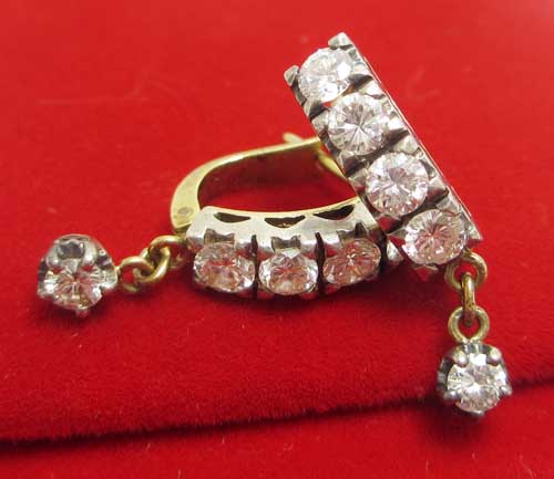 ต่างหูทอง Blue Topaz บลูโทพาส ตุ้งติ้ง นน. 12.07 g รูปที่ 6