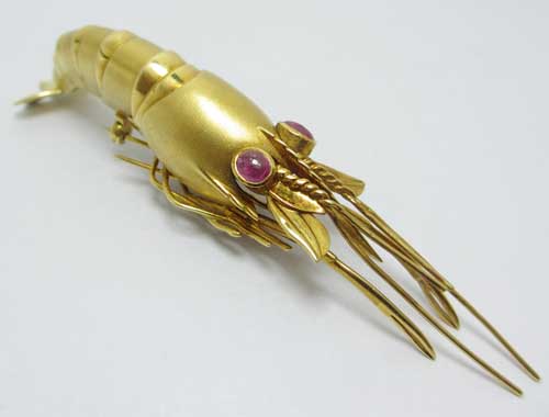 เข็มกลัด กุ้ง ตาฝังทับทิม นน. 38.40 g รูปที่ 2