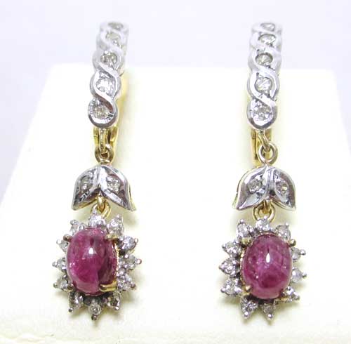 ต่างหูทอง Blue Topaz บลูโทพาส ตุ้งติ้ง นน. 12.07 g รูปที่ 5
