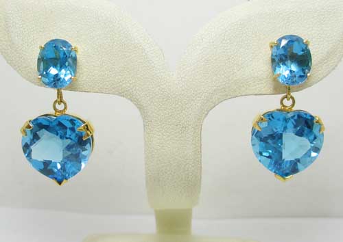ต่างหูทอง Blue Topaz บลูโทพาส ตุ้งติ้ง นน. 12.07 g รูปที่ 3