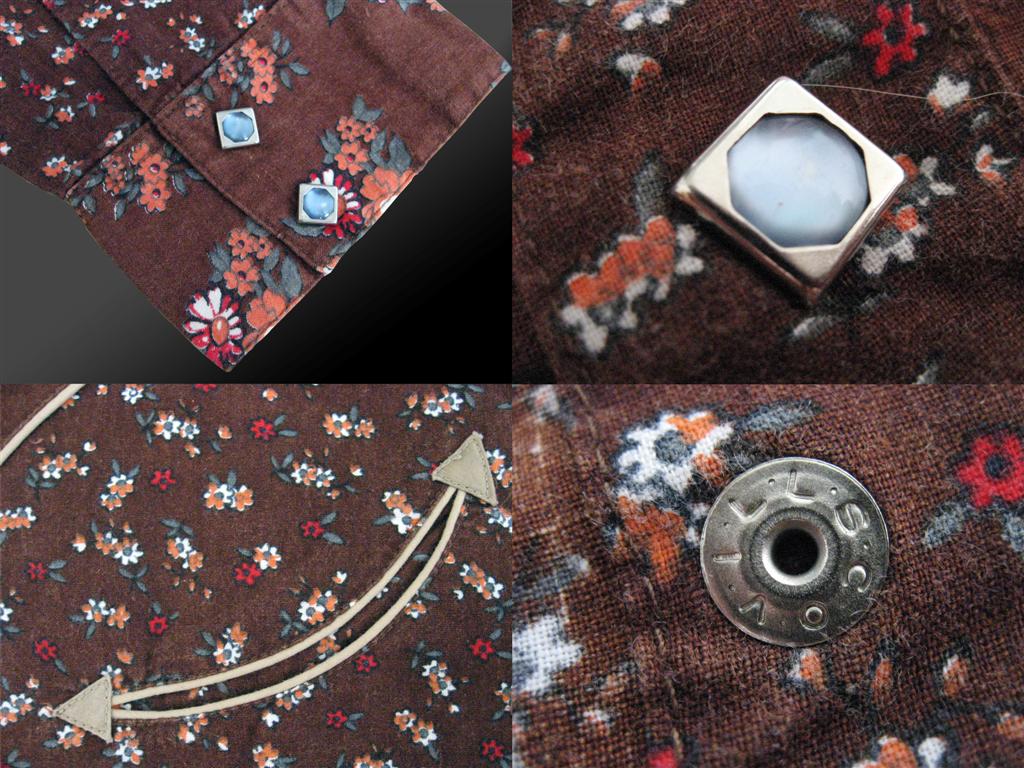 เสื้อCow Boyกระดุมมุกเหลี่ยม Vintageเก่าแท้ ผ้าลายดอก Size M รูปที่ 5