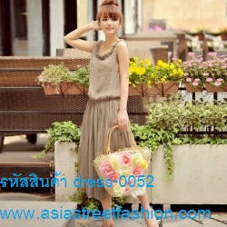 ชุดเดรสยาวแฟชั่นใส่ทำงาน ใส่เที่ยว เสื้อกล้าม สีน้ำตาล พร้อมส่ง รูปที่ 1