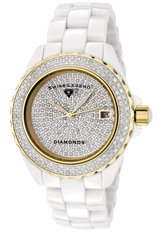Swiss Legend Women’s Karamica White 341 Diamonds (2.98 ctw) Pave Dial Black High-Tech Ceramic รูปที่ 3