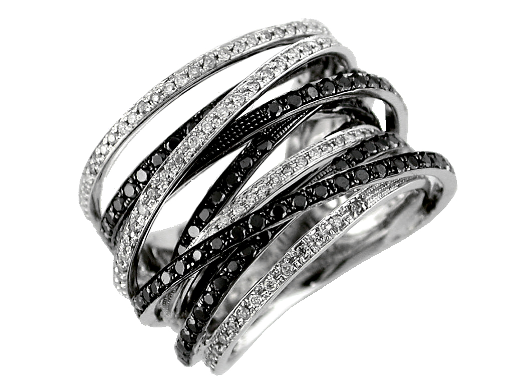 ** LADIES DIAMOND RING Collection Black & White Diamond Ring in 14K White Gold.** รูปที่ 2