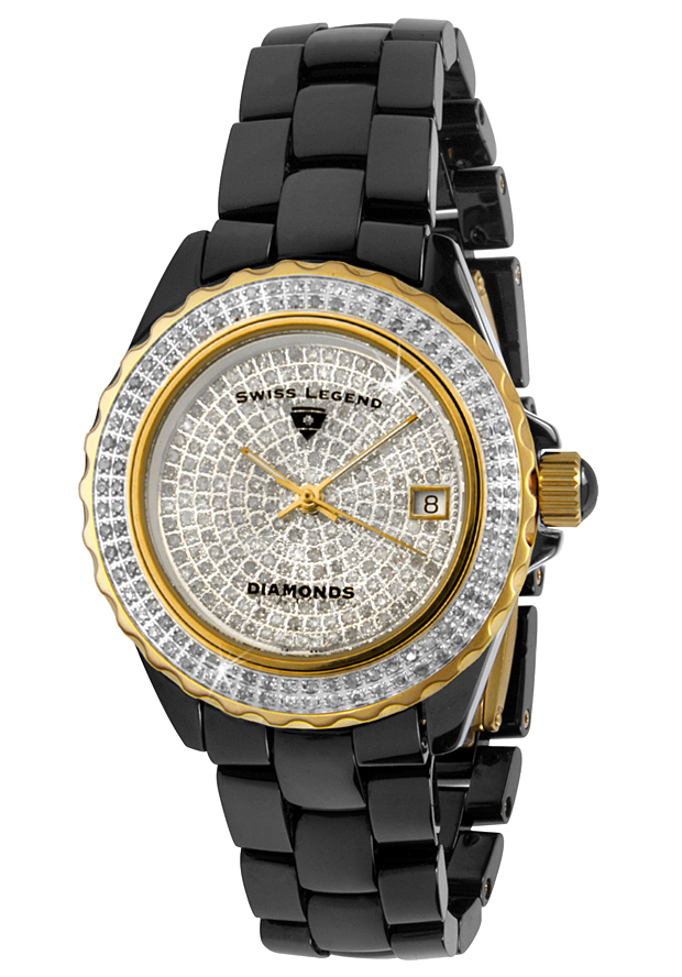 Swiss Legend Women’s Karamica White 341 Diamonds (2.98 ctw) Pave Dial Black High-Tech Ceramic รูปที่ 1