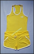 ชุดกีฬาผู้หญิง PUMA สีเหลืองขลิบขาว