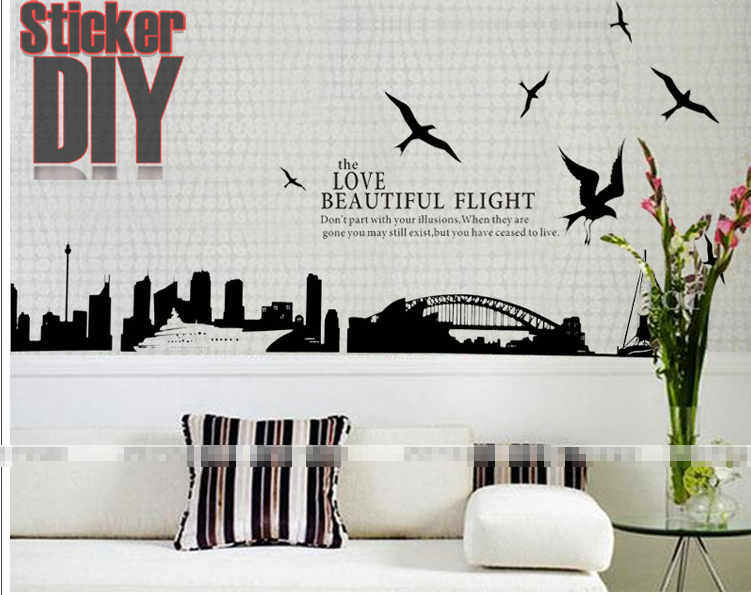 สติ๊กเกอร์ติดผนัง the Love Beautiful Flight สไตล์B (60x90cm.)|StickerDIY.com  รูปที่ 1