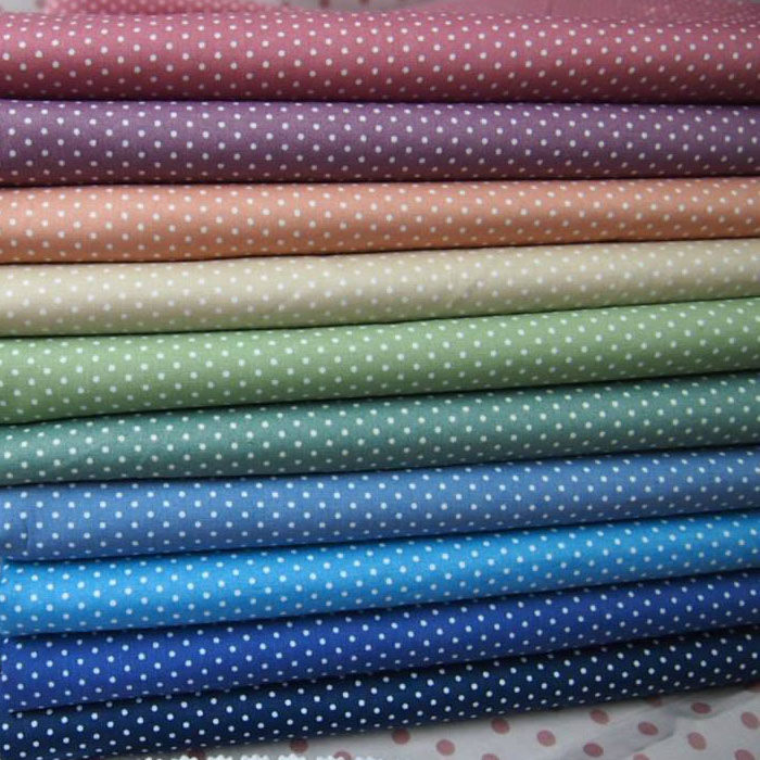 ผ้าคอตตอนไทย 100% 1/8 เมตร จัดเซ็ท ลายจุด โทนสีตุ่น 10 สี รูปที่ 1