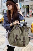 กระเป๋าสะพาย ข้างแฟชั่นเกาหลี ผู้หญิงผ้าคานวาสใบใหญ่ สวยขายดี นำเข้า พร้อมส่ง