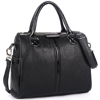 MG Collection ASTRID Black Statement Satchel Office Handbag w/ Shoulder Strap รูปที่ 1