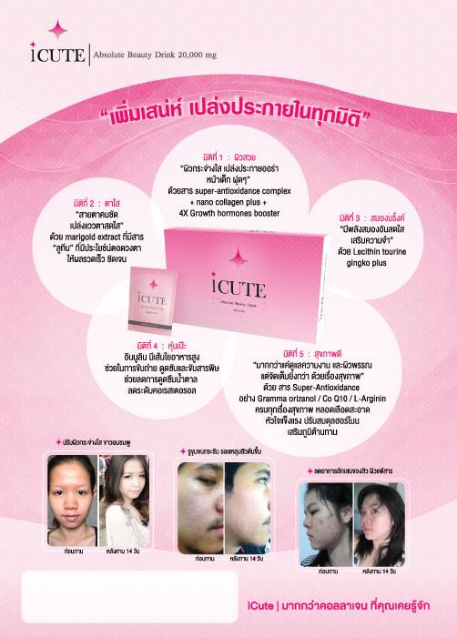 iCute Collagen ไอคิ้ว คอลลาเจน 20,000mg ขาว เด้ง กระจ่างใสใน 3 วัน รูปที่ 3