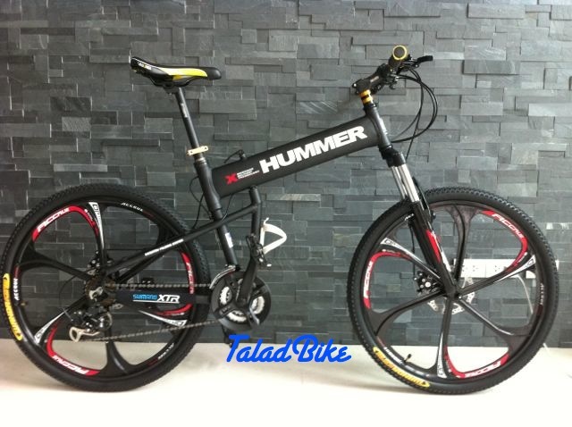 จักรยานเสือภูเขาพับได้ HUMMER-X เฟรมอลูมิเนียม 24 speed ล้อแม็ก สีดำ รูปที่ 1