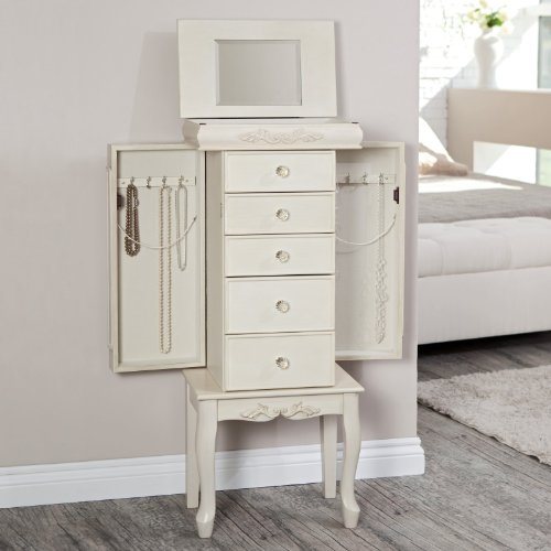 Shabby Chic Antique White Jewelry Armoire ( Antique ) รูปที่ 6