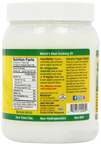 Nutiva Organic Extra Virgin Coconut Oil, 54-Ounce Containers (Pack of 2) ( Coconut oil Nutiva ) รูปที่ 7