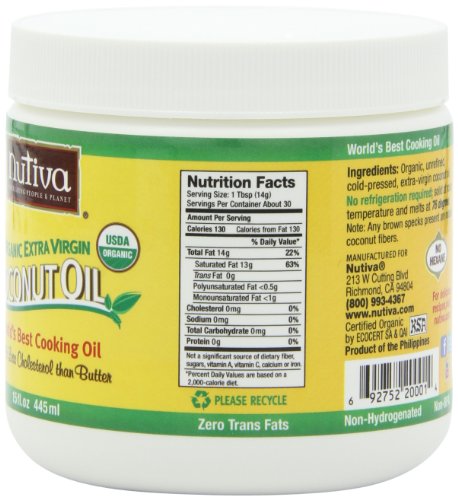 Nutiva Organic Extra Virgin Coconut Oil, 15-Ounce Tubs (Pack of 2) ( Coconut oil Nutiva ) รูปที่ 6
