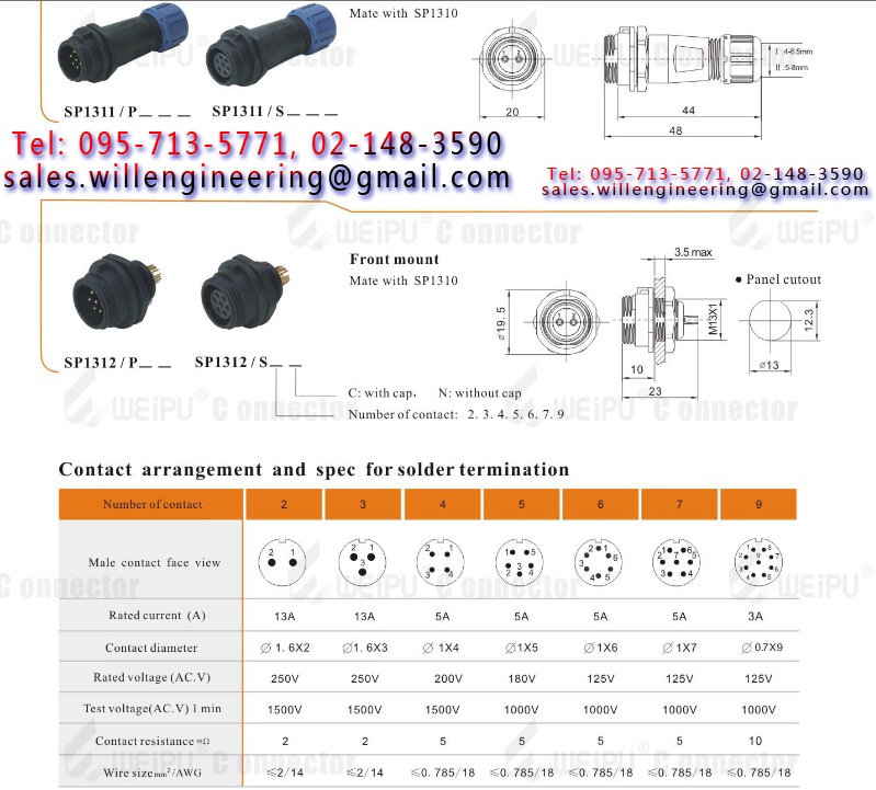 SP13 SP21 WEIPU connector รูปที่ 4