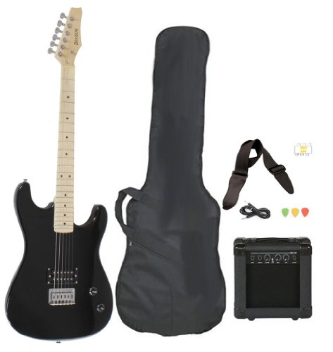 Full Size Black Electric Guitar with Amp, Case and Accessories Pack Beginner Starter Package ( Davison Guitars guitar Kits ) ) รูปที่ 1