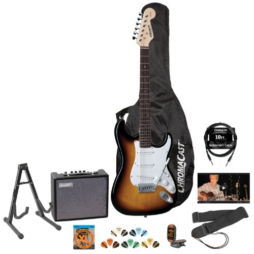 Fender Sunburst Electric Strat Guitar Kit - Includes: Guitar Stand, Strap, Gig Bag, 10-Watt Amp, 10-Foot Cable, Tuner, Strings, and GoDpsMusic Pick Sampler ( Fender guitar Kits ) ) รูปที่ 1