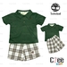 รูปย่อ เสื้อผ้าเด็ก Timberland เสื้อโปโลสีเขียวเข้ม พร้อมกางเกงขาสั้นลายสก๊อต (Timberland) รูปที่1