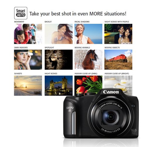 Review Canon PowerShot SX170 IS 16.0 Megapixel Digital Camera with 16x Optical Zoom and 720p HD Video (Black) รูปที่ 6