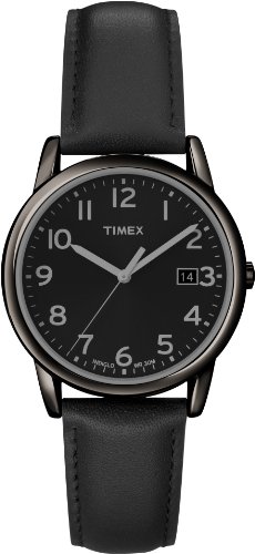 Timex Men's T2N947 Elevated Classics Dress All Black Leather Strap Watch รูปที่ 1