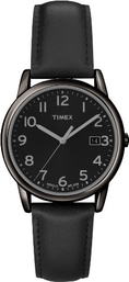 Timex Men's T2N947 Elevated Classics Dress All Black Leather Strap Watch
