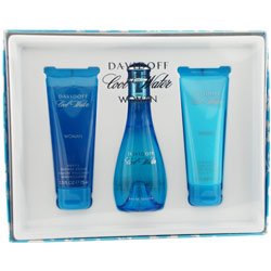 Cool Water By Davidoff For Women. Set-edt Spray 3.4 Ounces & Body Lotion 2.5 Ounces & Shower Gel 2.5 Ounces ( Women's Fragance Set) รูปที่ 1