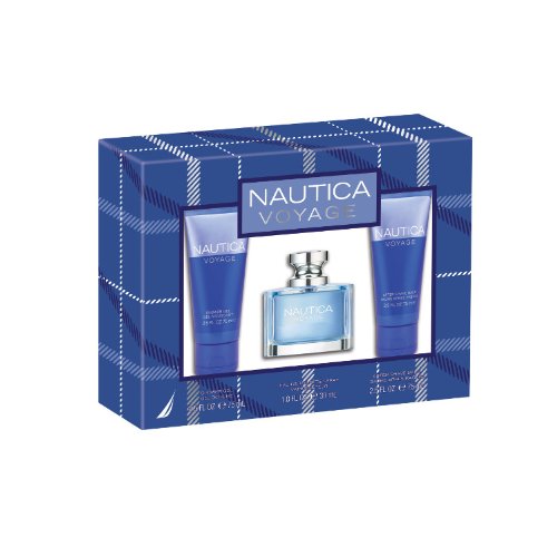 Nautica Voyage 3 Piece Gift Set (Eau de Toilette Spray, Shower Gel, After Shave Balm) ( Men's Fragance Set) รูปที่ 1