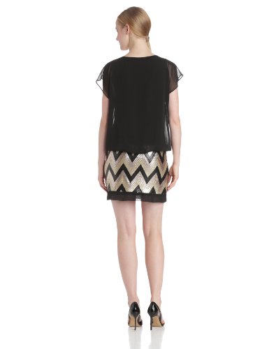 AGB Women's Short Sleeve Blouson Sequined Dress ( AGB Night Out dress ) รูปที่ 4