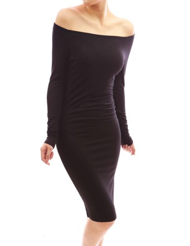 PattyBoutik Comfy Off Shoulder Long Sleeve Fitted Casual Dress ( Patty Casual Dress ) รูปที่ 5
