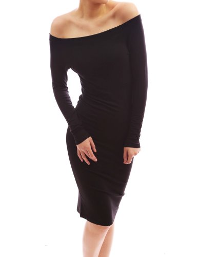 PattyBoutik Comfy Off Shoulder Long Sleeve Fitted Casual Dress ( Patty Casual Dress ) รูปที่ 4