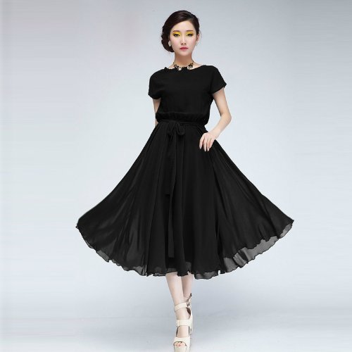 Zehui Women's Chiffon Vogue Boho Evening Long Casual Dress with Belt ( Zehui Casual Dress ) รูปที่ 5