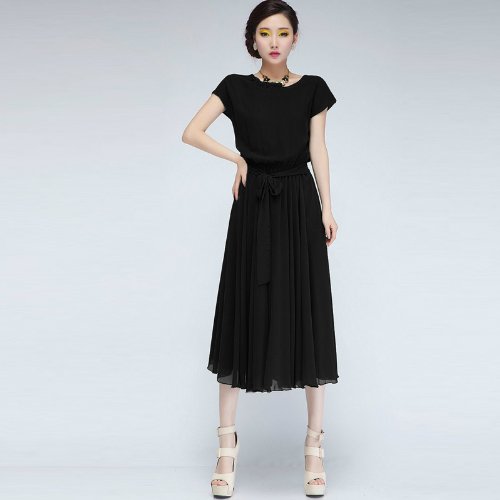 Zehui Women's Chiffon Vogue Boho Evening Long Casual Dress with Belt ( Zehui Casual Dress ) รูปที่ 6